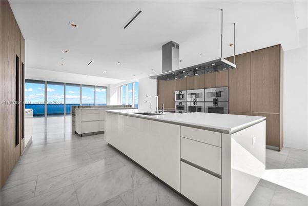 Interior, Kitchen, Marble, Recessed Lighting, Stainless Steel Appliances, Water