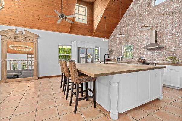 Interior, Kitchen, Pendant Lights, Stone Walls, Wooden Beams, Wooden Ceilings
