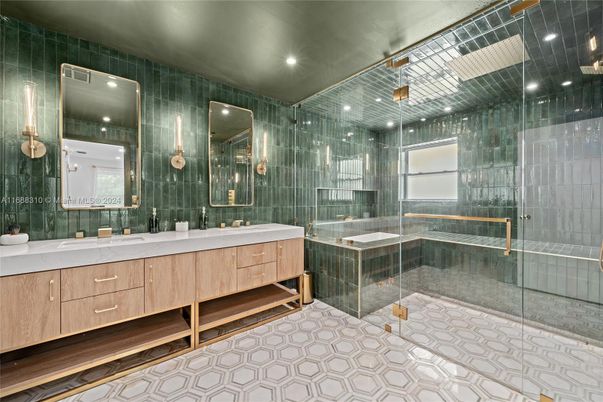 Bathroom, Dual Sink Vanities, Glass Shower, Interior, Recessed Lighting