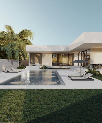 Backyard, Exterior, Facade, Fireplace, Pool, Modern