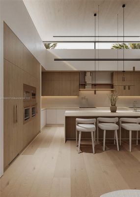 Dining room, Interior, Kitchen, Pendant Lights, Wood Texture Flooring