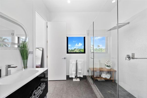 Bathroom, Glass Shower, Interior, Recessed Lighting