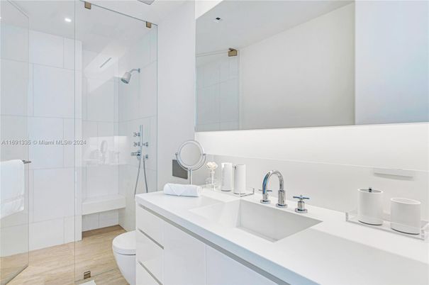 Bathroom, Glass Shower, Interior, Recessed Lighting, Wood Texture Flooring