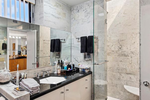 Bathroom, Glass Shower, Interior, Marble Walls