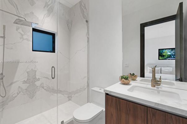 Bathroom, Glass Shower, Interior, Marble Walls