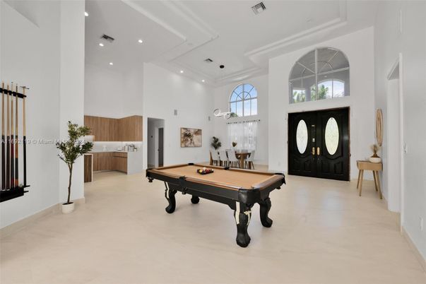 Billiard Table, Game Room, Interior, Pendant Lights, Recessed Lighting