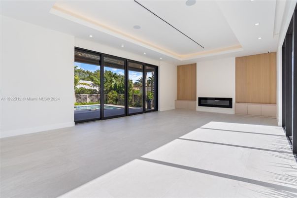 Empty room, Fireplace, Interior, Recessed Lighting