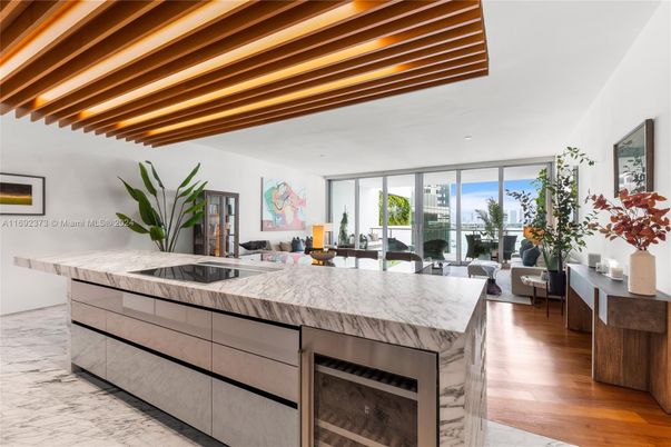 Interior, Kitchen, Marble, Recessed Lighting, Wooden Beams, Wood Texture Flooring