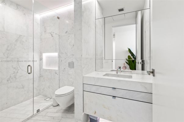 Bathroom, Glass Shower, Interior, Marble, Marble Walls