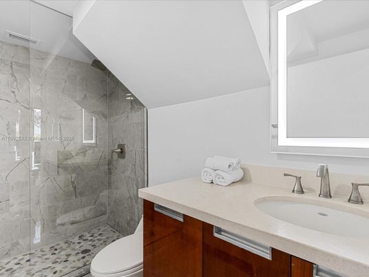 Bathroom, Glass Shower, Interior, Marble Walls