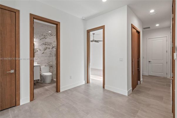 Bathroom, Interior, Marble Walls, Recessed Lighting