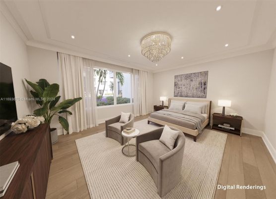 Bedroom, Chandelier, Interior, Living room, Recessed Lighting, Wood Texture Flooring