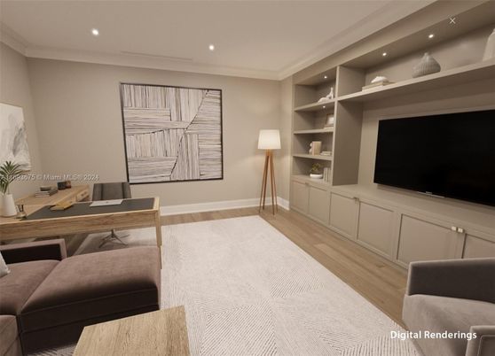 Home Office, Interior, Recessed Lighting, Wood Texture Flooring