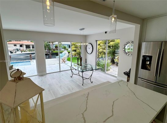 Interior, Pendant Lights, Stainless Steel Appliances, Wood Texture Flooring