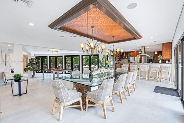 Billiard Table, Chandelier, Dining room, Game Room, Interior, Kitchen, Pendant Lights, Recessed Lighting