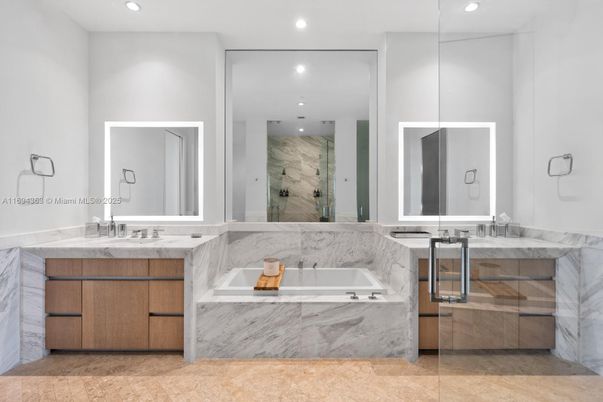 Bathroom, Dual Sink Vanities, Glass Shower, Interior, Recessed Lighting