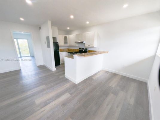 Interior, Kitchen, Recessed Lighting, Wood Texture Flooring