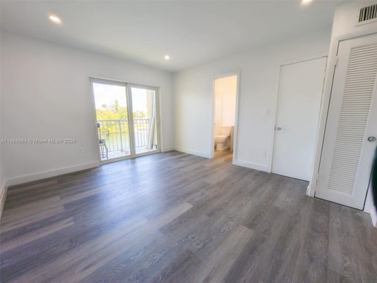 Bathroom, Empty room, Interior, Recessed Lighting, Wood Texture Flooring