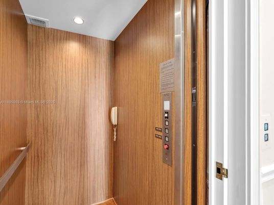 Elevator, Interior, Recessed Lighting, Wooden Walls