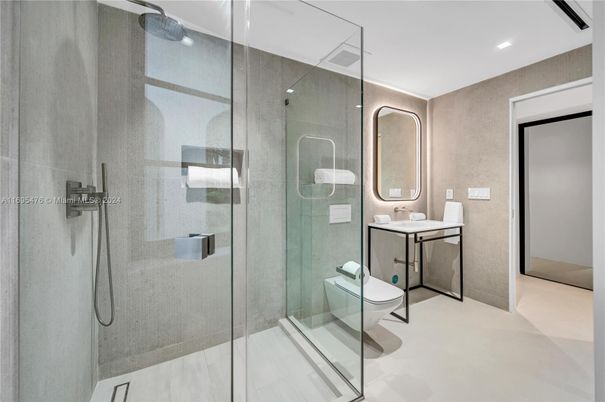 Bathroom, Glass Shower, Interior, Recessed Lighting