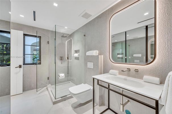 Bathroom, Glass Shower, Interior, Recessed Lighting
