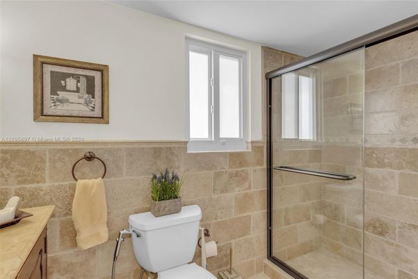 Bathroom, Glass Shower, Interior, Stone Walls