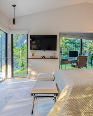 Bedroom, Interior, Marble, Pendant Lights