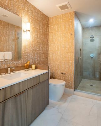 Bathroom, Glass Shower, Interior, Recessed Lighting