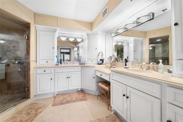 Bathroom, Dual Sink Vanities, Glass Shower, Interior