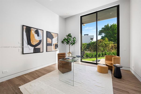 Home Office, Interior, Recessed Lighting, Wood Texture Flooring
