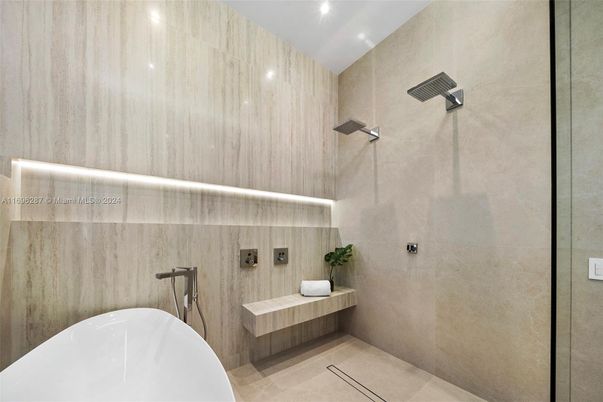 Bathroom, Free Standing Baths, Glass Shower, Interior, Recessed Lighting
