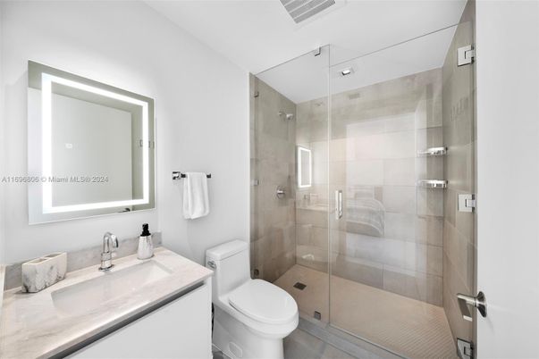 Bathroom, Glass Shower, Interior, Recessed Lighting