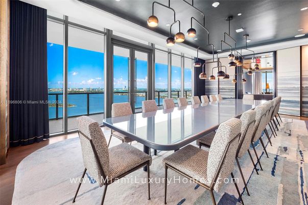 Dining room, Interior, Kitchen, Pendant Lights, Recessed Lighting, Water, Wood Texture Flooring