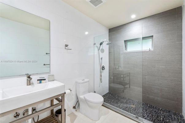 Bathroom, Glass Shower, Interior, Recessed Lighting