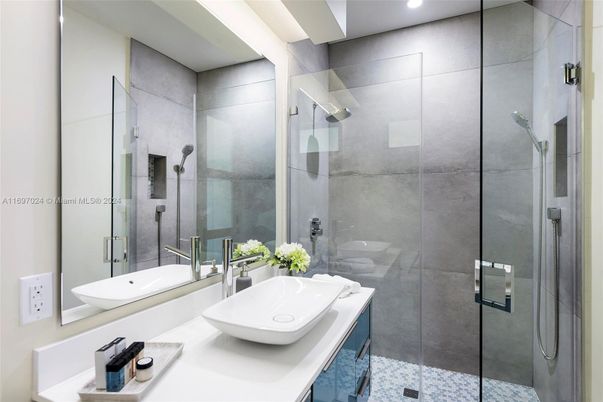 Bathroom, Dual Sink Vanities, Glass Shower, Interior, Recessed Lighting