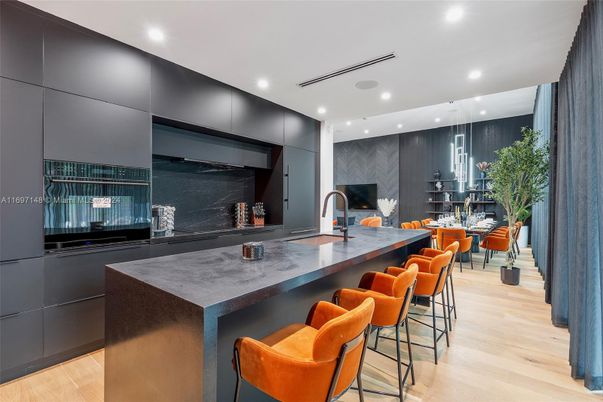 Interior, Kitchen, Pendant Lights, Recessed Lighting, Wood Texture Flooring