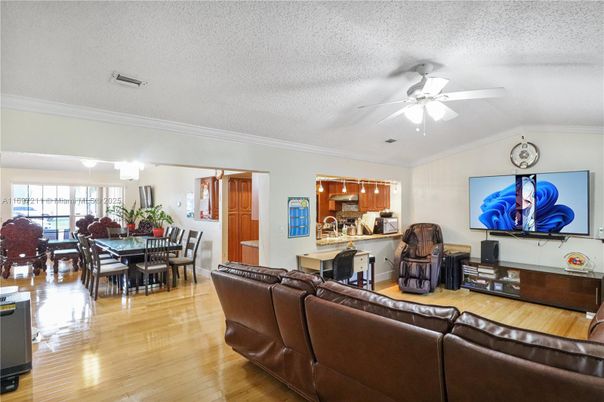 Dining room, Interior, Kitchen, Living room, Wood Texture Flooring