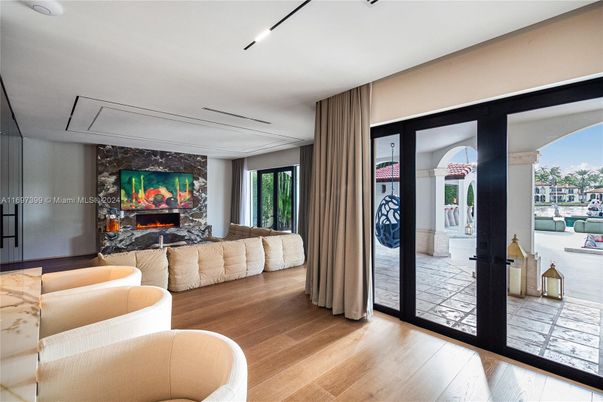 Fireplace, Interior, Living room, Stone Walls, Wood Texture Flooring