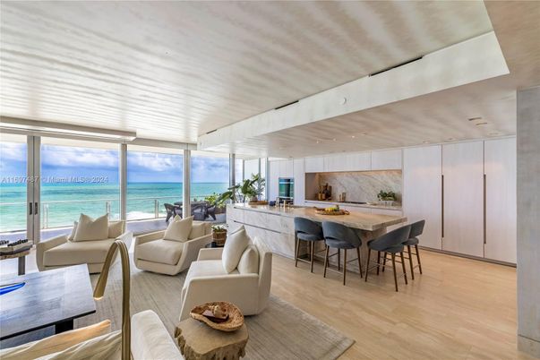 Dining room, Interior, Kitchen, Living room, Recessed Lighting, Water, Wood Texture Flooring
