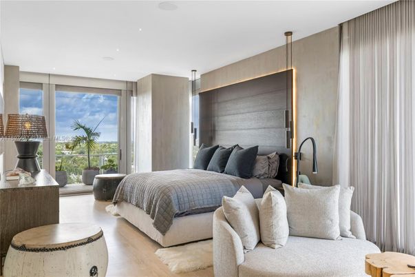 Bedroom, Interior, Pendant Lights, Recessed Lighting, Wood Texture Flooring