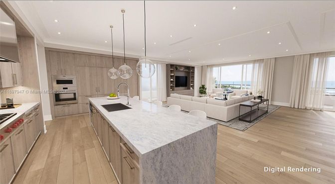 Interior, Kitchen, Living room, Pendant Lights, Recessed Lighting, Stainless Steel Appliances, Wood Texture Flooring