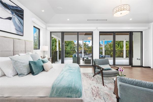 Bedroom, Interior, Pendant Lights, Recessed Lighting, Wood Texture Flooring