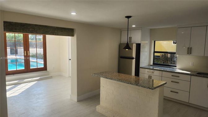 Interior, Kitchen, Pendant Lights, Recessed Lighting, Wood Texture Flooring