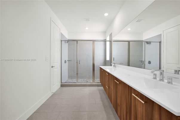 Bathroom, Dual Sink Vanities, Glass Shower, Interior, Recessed Lighting