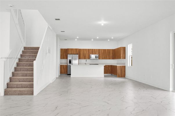 Interior, Kitchen, Marble, Recessed Lighting, Stainless Steel Appliances
