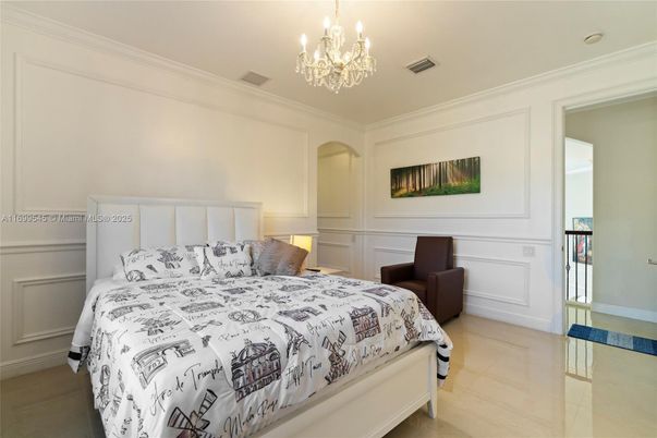 Bedroom, Chandelier, Interior