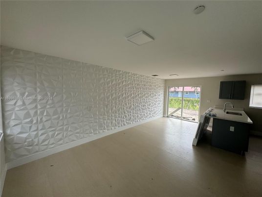 Empty room, Interior, Kitchen, Recessed Lighting, Wood Texture Flooring