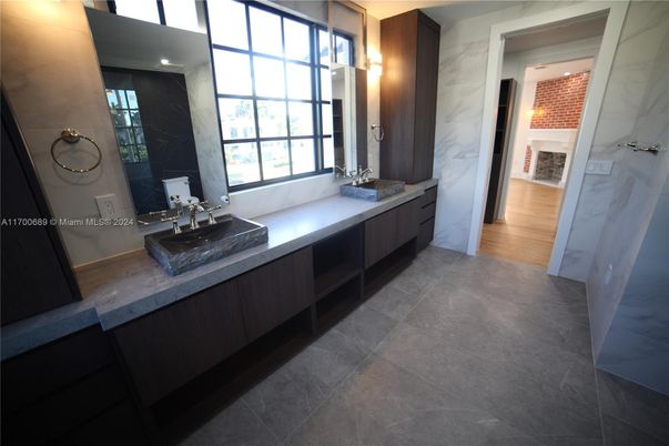 Bathroom, Dual Sink Vanities, Interior, Marble Walls