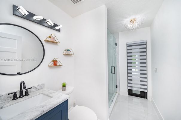 Bathroom, Dual Sink Vanities, Glass Shower, Interior
