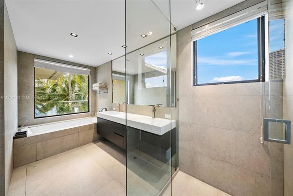 Bathroom, Glass Shower, Interior, Recessed Lighting